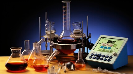 flask chemistry equipment - obrazy, fototapety, plakaty
