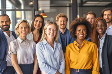 Group portrait of smiling business people