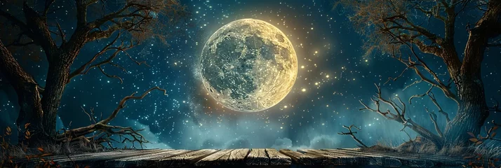 Foto op Plexiglas Moonlit Mystique A Cosmic Journey Through the Night Sky Generative AI © Bipul Kumar