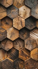 A bunch of wooden square cubes stacked together in a honeycomb layout background, wallpaper