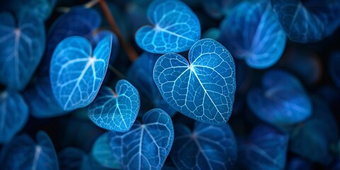 The Blue Leaf Heart A Visual Metaphor for Love and Nature Generative AI - obrazy, fototapety, plakaty