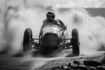 Vintage Racing Car in Action. Generative AI - Powered by Adobe