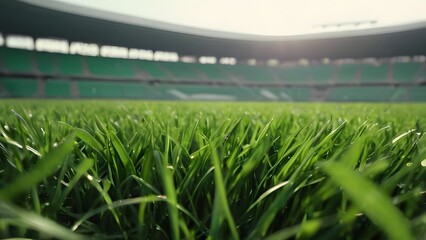 Lush green turf at sports stadium