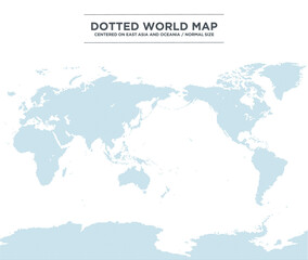 東アジアを中心として、南極を含んだ世界地図。　中サイズ。
