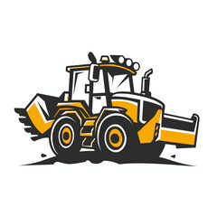 Fototapeta premium bulldozer excavator, tractor, clipart