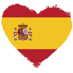 Spain flag in heart shape isolated on transparent background.