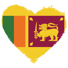 Sri Lanka flag in heart shape isolated on transparent background.