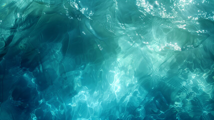 Abstract water form. 3d illustration with blue blur background. Ocean water motion.