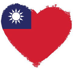 Taiwan flag in heart shape isolated on transparent background.