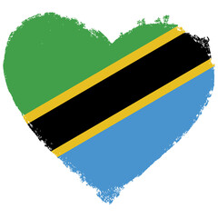 Tanzania flag in heart shape isolated on transparent background.