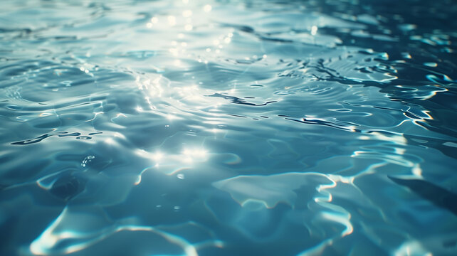 Morning light on clear water. Abstract water surface in sunlight