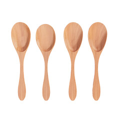 Three wooden spoons on Transparent Background