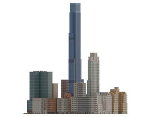 Simple poly Buildings skyscraper Newyork City 3d Render