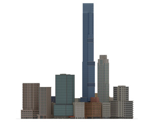 Simple poly Buildings skyscraper Newyork City 3d Render