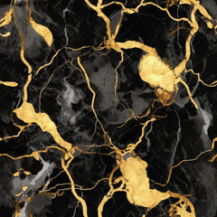 PatternNetz.29, Marble, Elegance, seamless, black, and, gold, watercolor