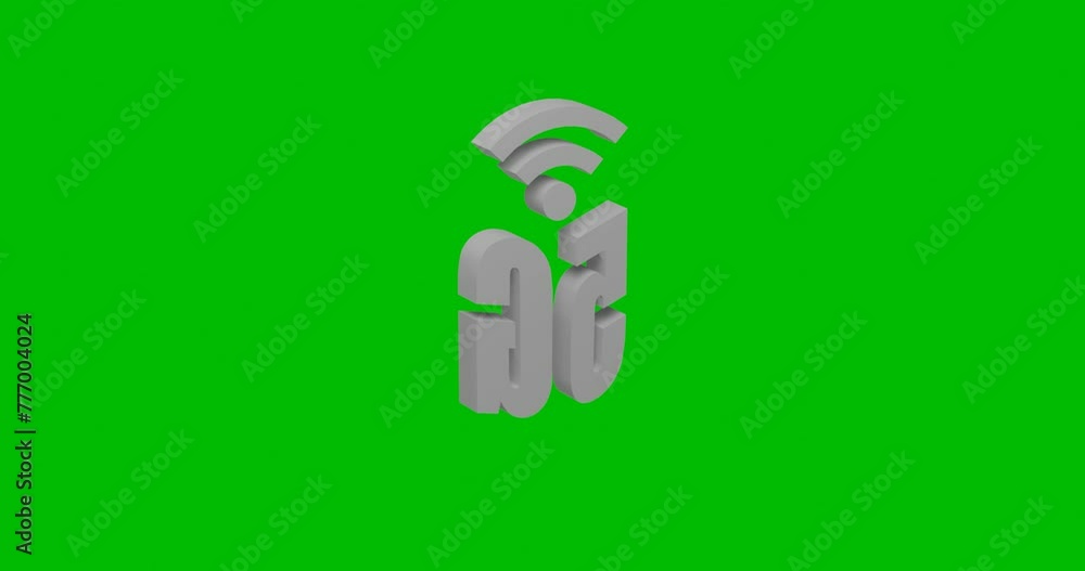 Poster animation of rotation of a white 5g symbol with shadow. simple and complex rotation. seamless looped