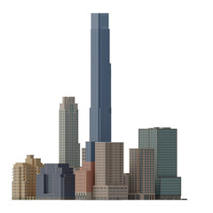 Naklejka premium Simple poly Buildings skyscraper Newyork City 3d Render