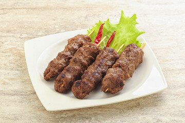 Beef kebab skewer minced meat