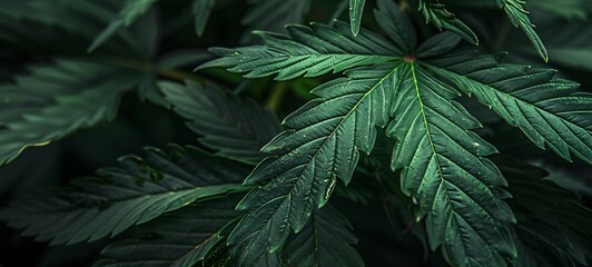 The Green Canopy A Close-up View of Cannabis Leaves Generative AI