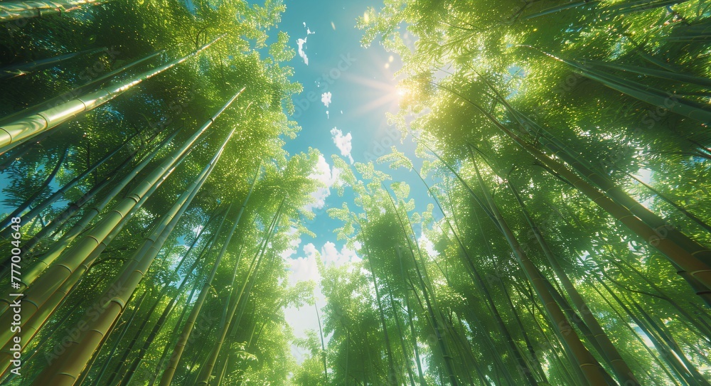 Poster the enchanted path a journey through the bamboo forest generative ai