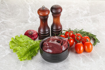 Raw turkey liver in a bowl ready for cooking