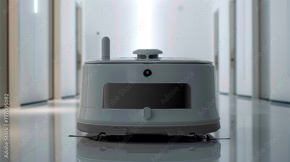 Aufkleber a professional large commercial unmanned cleaning robot with an led display. generative ai.