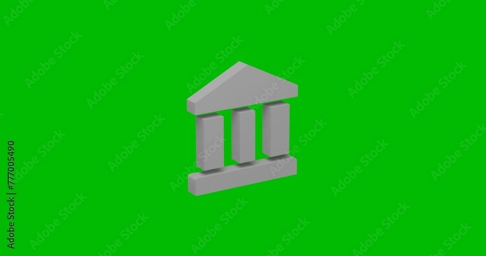 Poster animation of rotation of a white bank symbol with shadow. simple and complex rotation. seamless loop