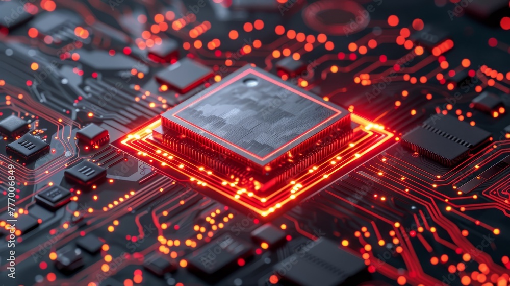 Poster electronic computer hardware technology circuit board backdrop for modern devices