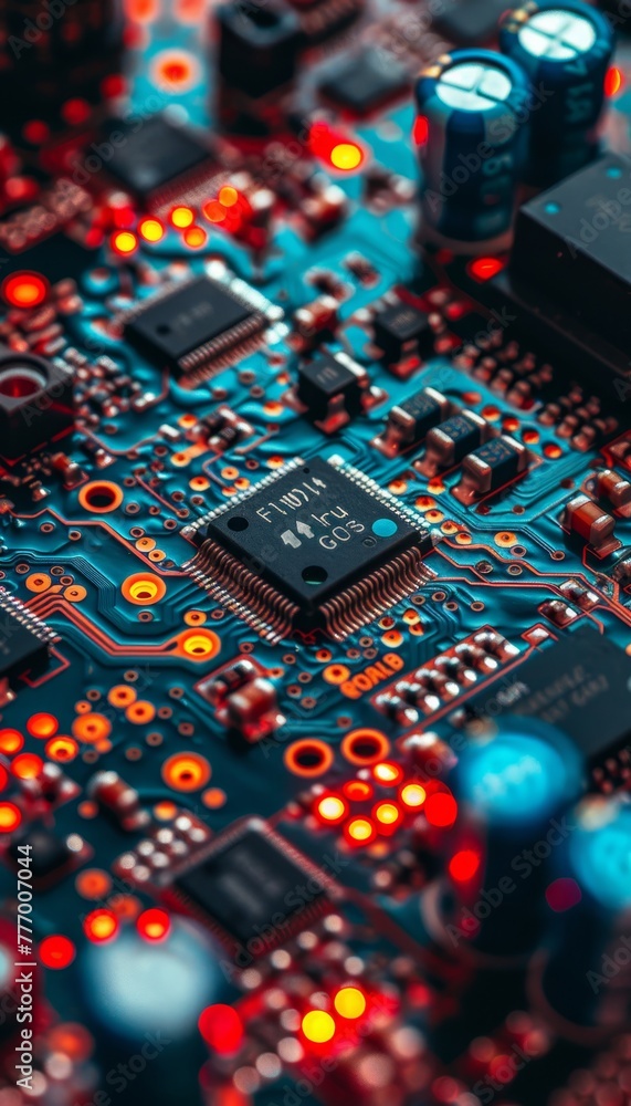 Poster Digital circuit board backdrop showcasing advanced computer hardware technology in electronics