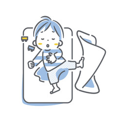 おねしょ　男の子　シンプルで線画イラスト