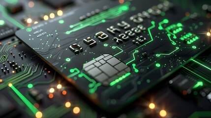 Fototapeta premium Futuristic Security: Neon Green Credit Card Mockup
