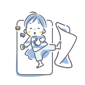 recommend clip art: おねしょ　男の子　シンプルで線画イラスト