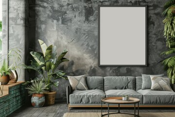 Contemporary living room with lush indoor plants