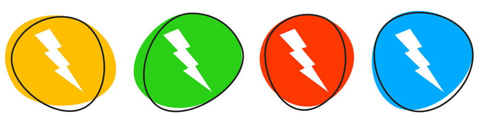 4 bunte Icons: Blitz - Button Banner