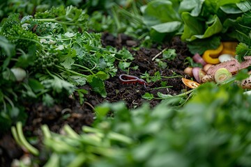 Obraz premium Harvesting the Garden A Close-up View of a Garden Snail Generative AI