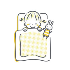 お昼寝をする女の子　シンプルでお洒落な線画イラスト