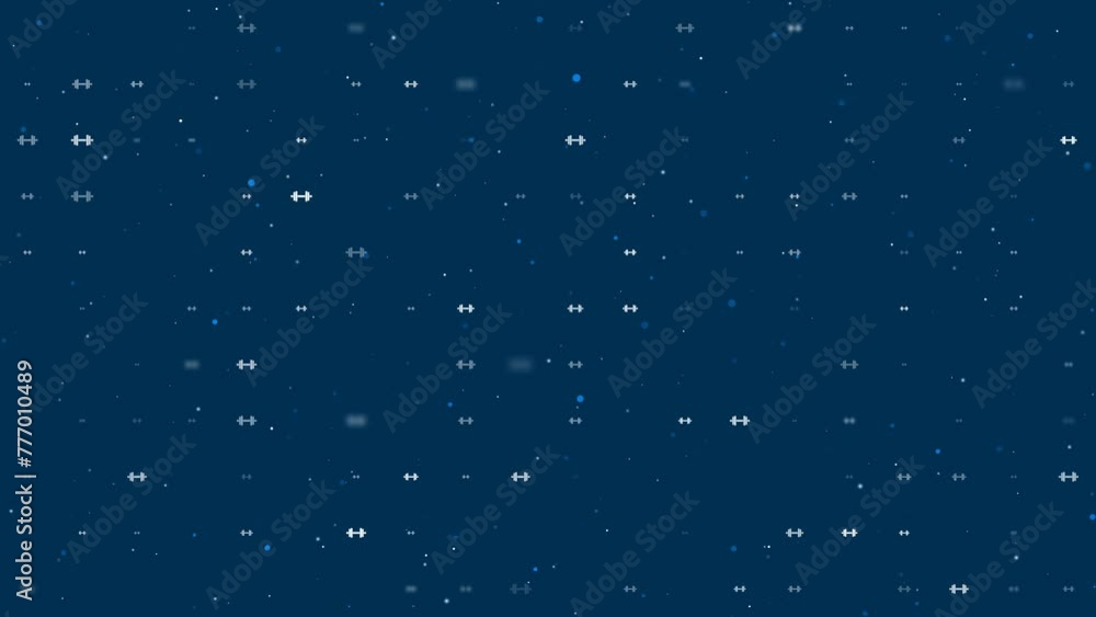 Poster template animation of evenly spaced dumbbell symbols of different sizes and opacity. animation of tr