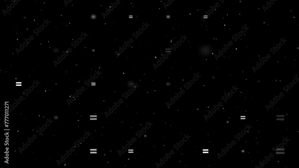 Poster template animation of evenly spaced equals symbols of different sizes and opacity. animation of tran