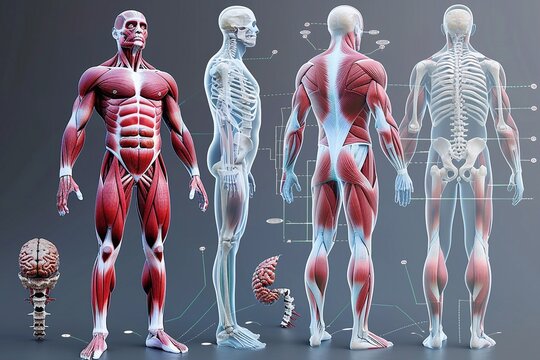 Exploring Human Anatomy, Graphics of Muscles, Organs, and Spine.