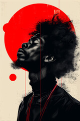 Fototapeta premium abstract vibrant art portrait, poster with abstract art inspired by African style
