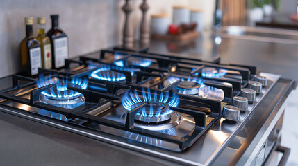 Naklejka premium gas burns with blue flames
