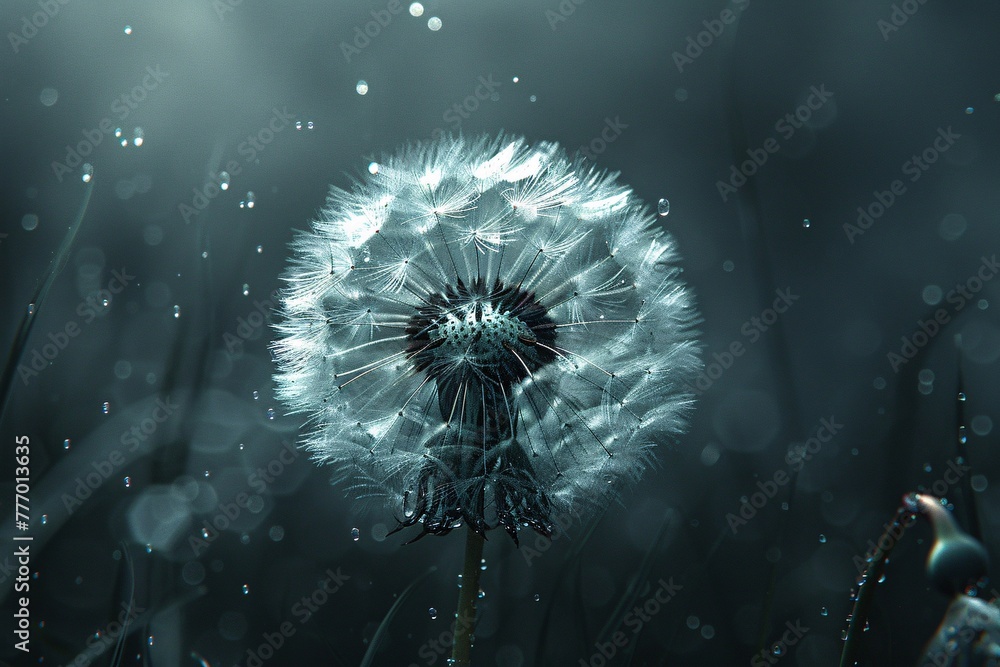 Poster whispers of hope a single dandelion seed in a field of dreams generative ai