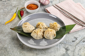 Chinese traditional steamed dumpligs momo