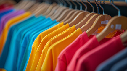Fototapeta premium colorful t-shirts on a hanger