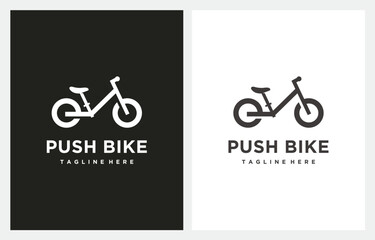 Push Bike Bicycle Kid Balance Bike logo design vector icon