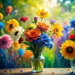 Colorful Beautiful Flowers Painting