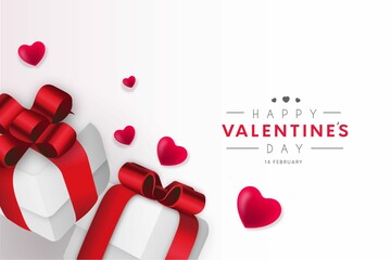 Happy Valentines Day Background With Realistic Gift Hearts