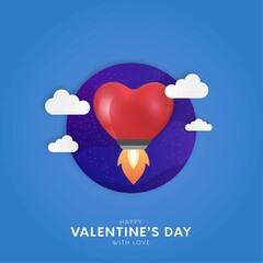 Happy Valentines Day With Realistic Heart Icon