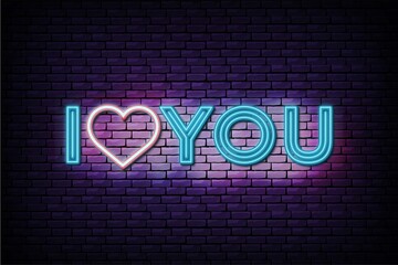 I Love You Happy Valentines Day Neon Lights Background