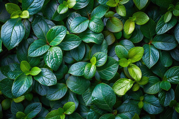 Green wall with plants and leaves